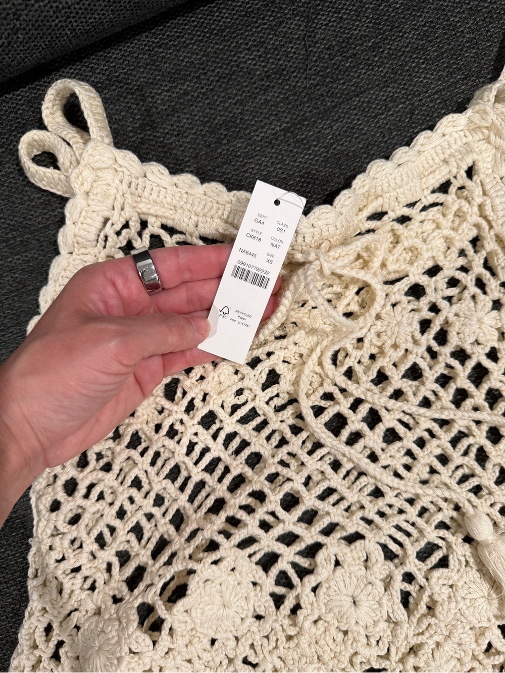Cream Crochet Knit Tank Top